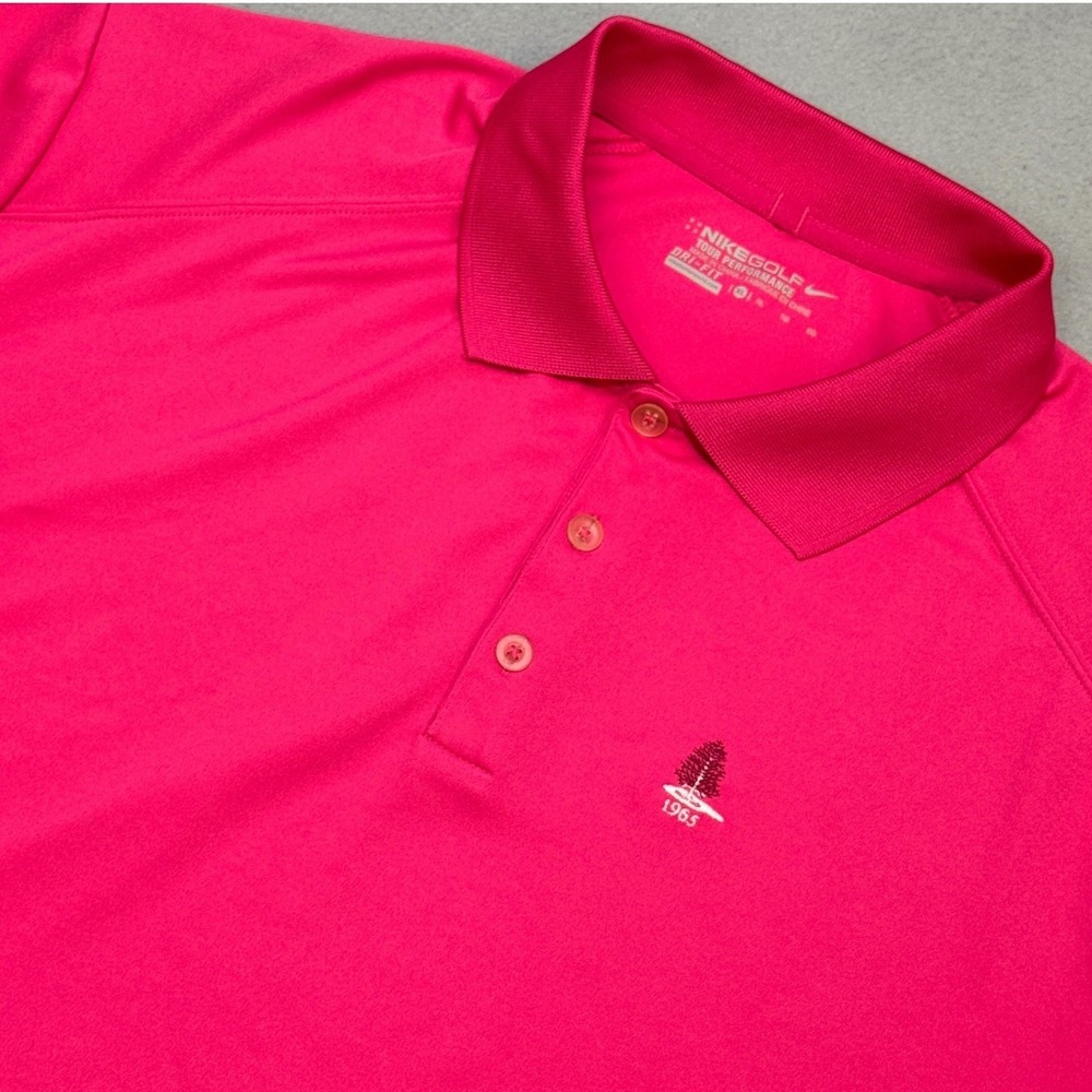 NIKE GOLF Dri-FIT Tour Performance Polo Mens XL Pink Short Sleeve 1965 Logo